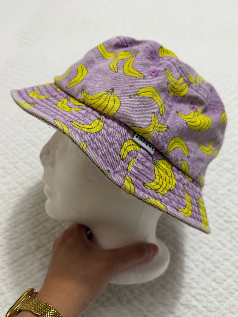 EMPYRE Banana Print Bucket Hat Sun Hat Faded Purple